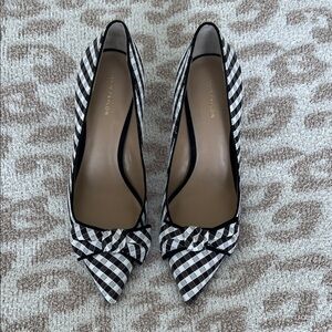 Ann Taylor Black and White Checkered Heels with Bow